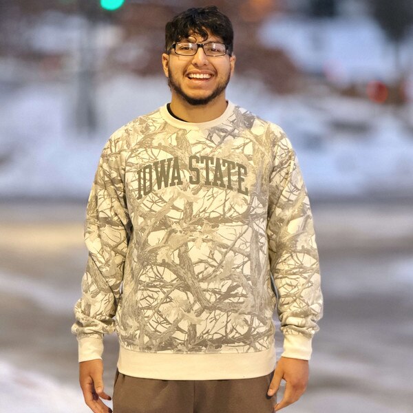 League Iowa State White Camo Crewneck